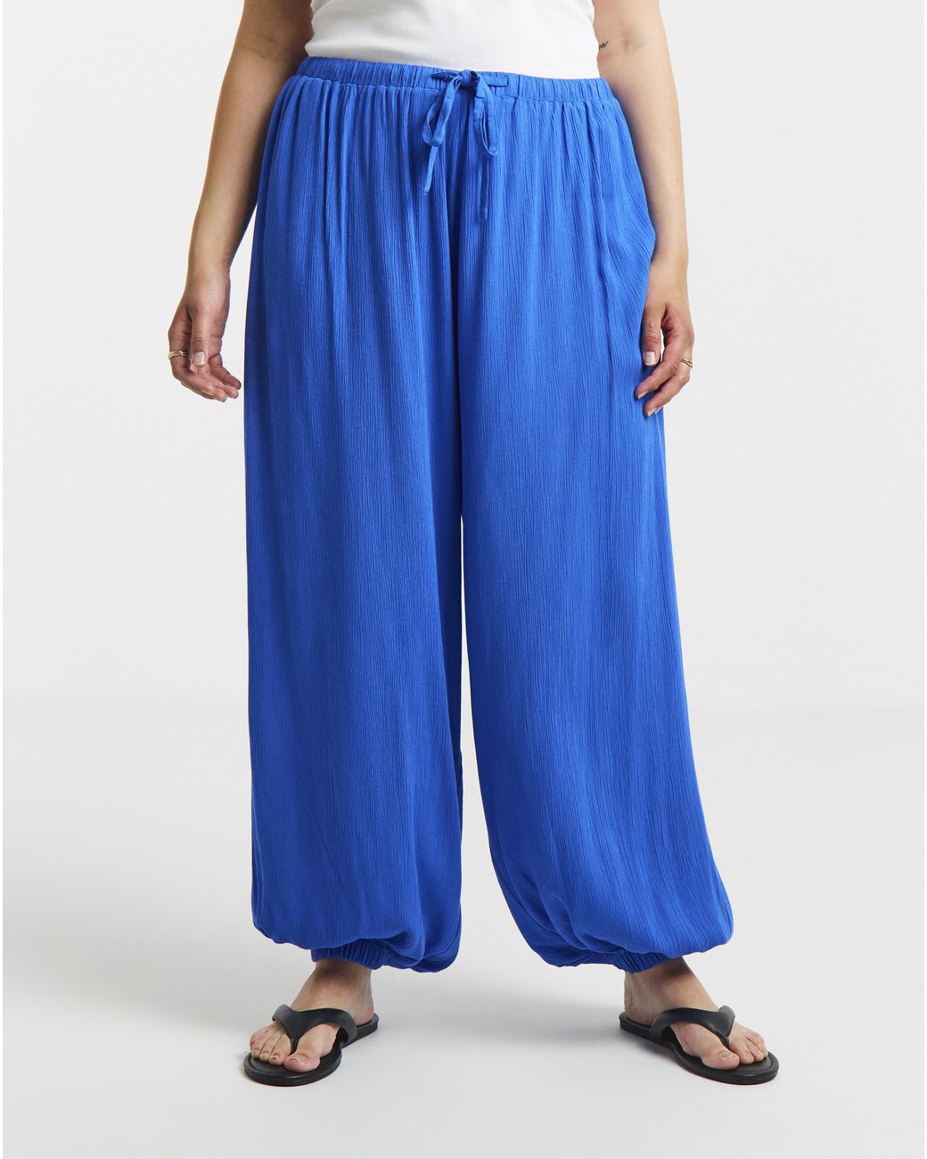 Simply Be Blue Crinkle Balloon Trouser