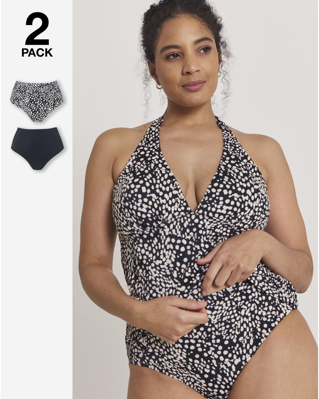 Simply Be Black Value 2 Pack High Waist Bikini Bottoms