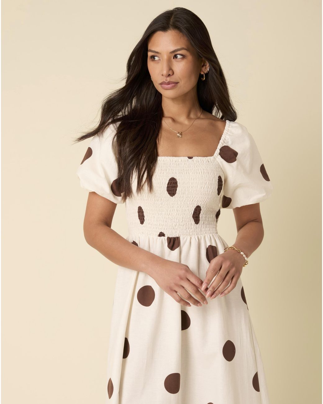 Nobody's Child Natural Tasmin Spot Midi Dress