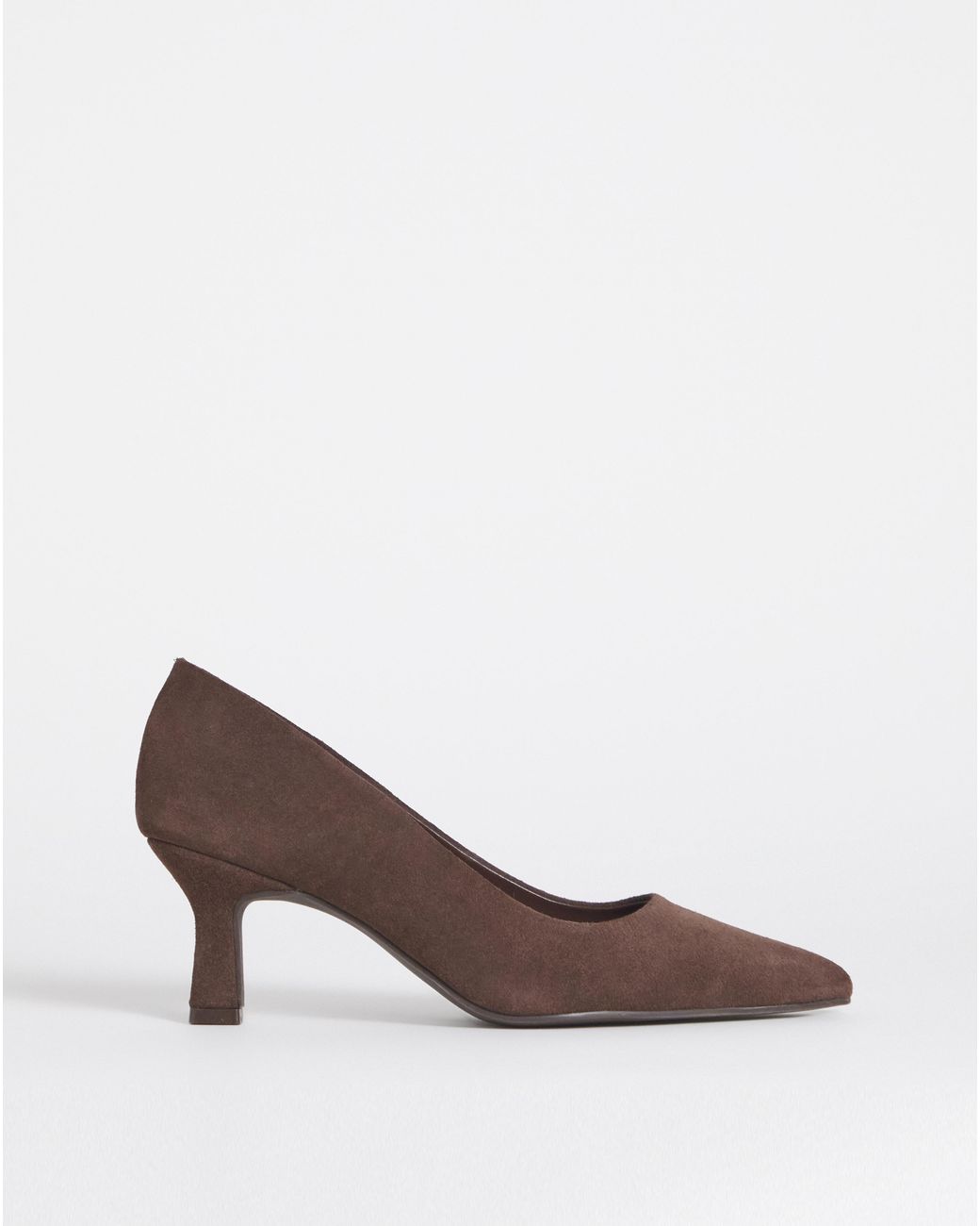 Heavenly Soles Brown Pointed Toe Kitten Heel Shoe Ex Wide