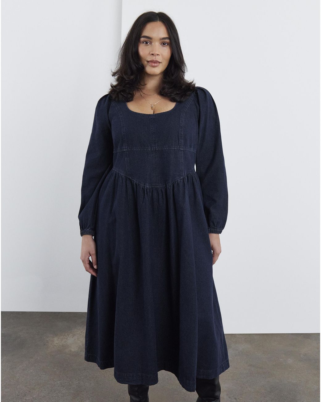 Simply Be Blue Denim Midaxi Picnic Dress