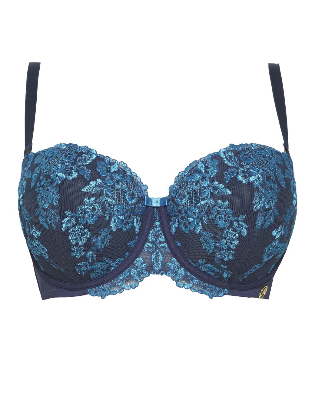 Joanna Hope Blue Embroidery Balcony Bra