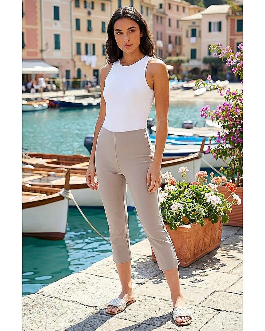 Roman Green Roman Cropped Stretch Trouser