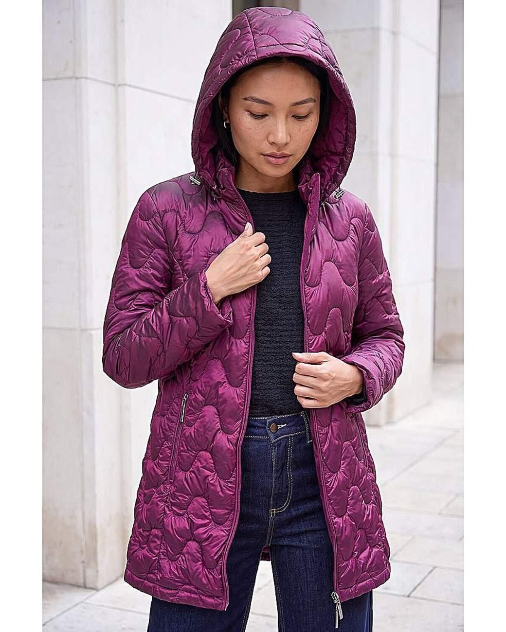 Roman Purple Roman Wave Quilted Puffer Hooded Coat