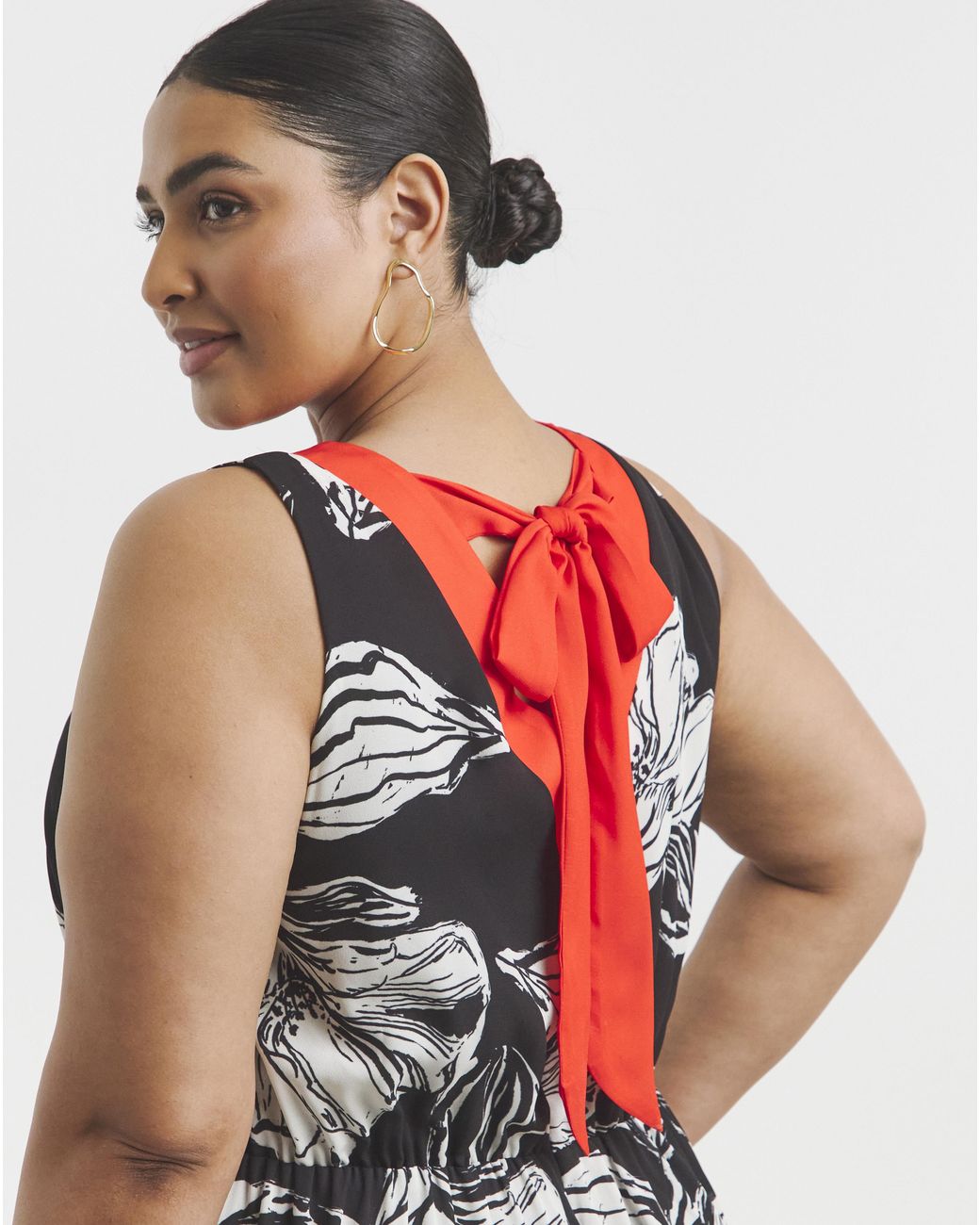 Joanna Hope Red Border Print Dress