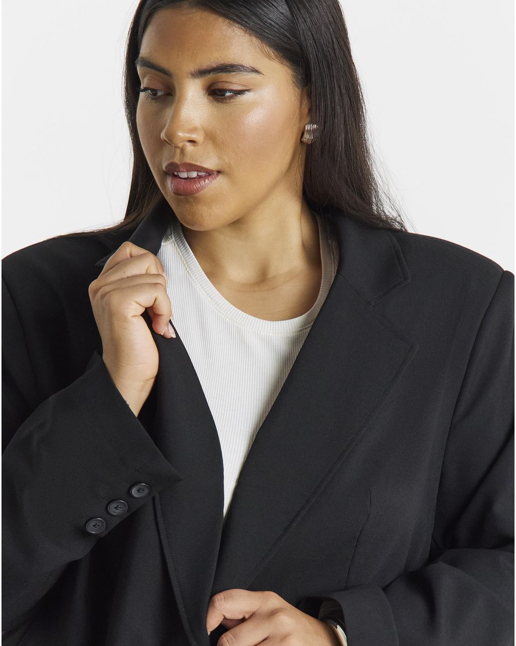 Simply Be Black Oversized Single Breasted Blazer