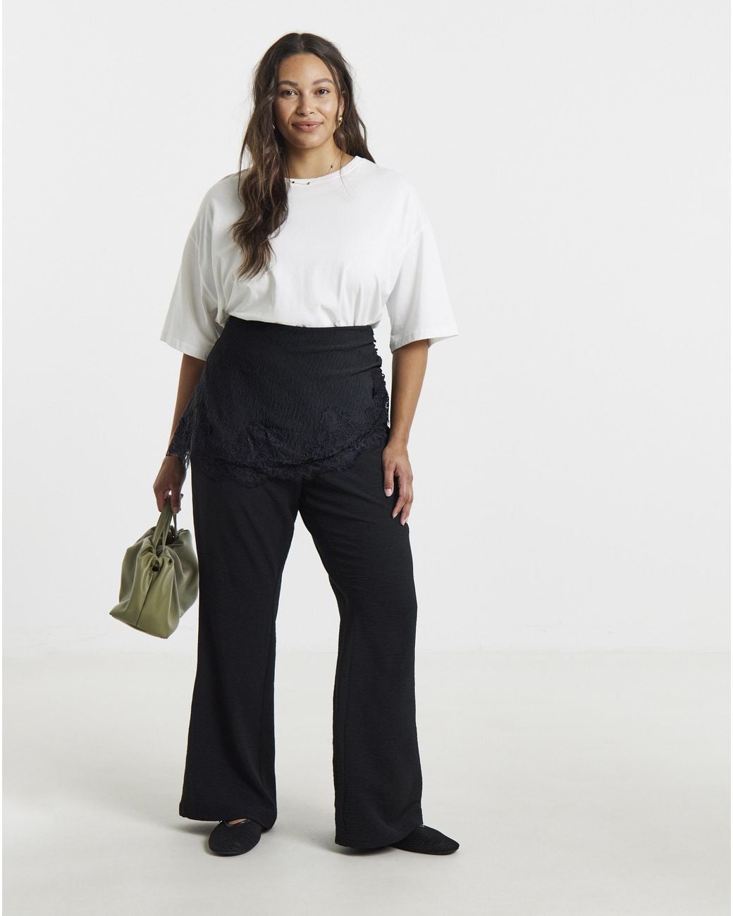 Simply Be White Skirt Overlay Trousers