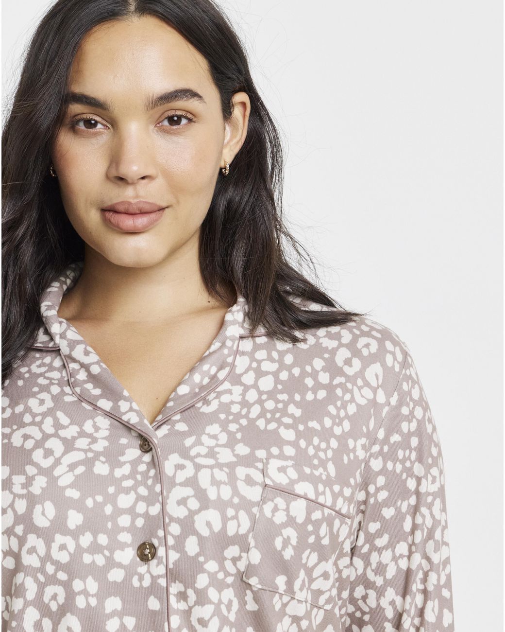 Pretty Secrets Gray Animal Soft Knit Button Pj Set