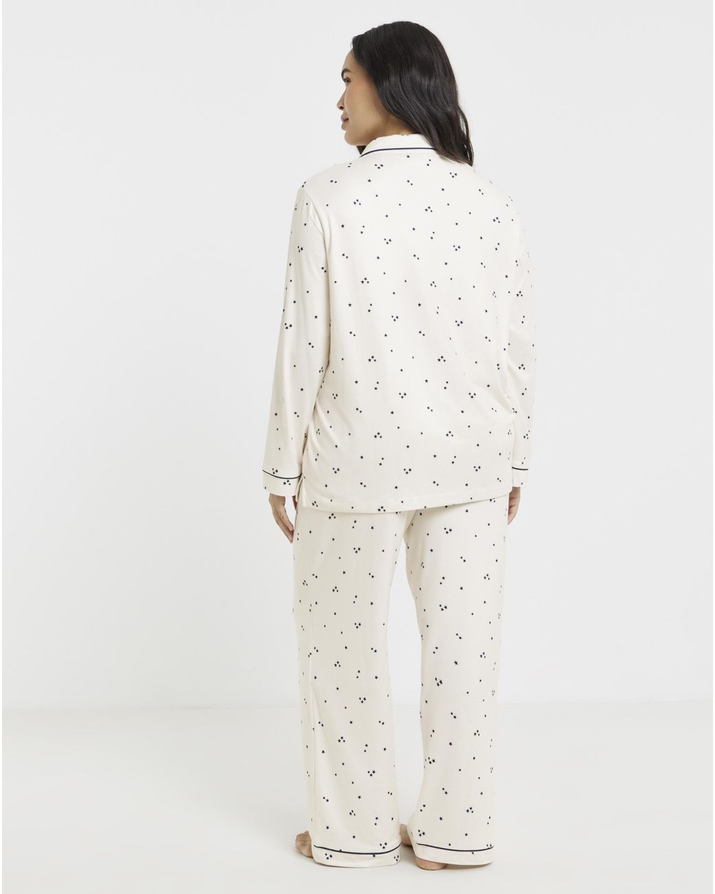 Pretty Secrets Natural Star Soft Knit Button Pj Set