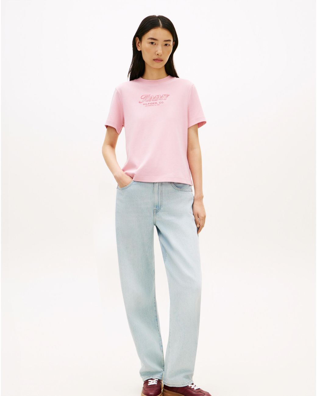 Tommy Hilfiger Pink Crew Neck Ss Tee
