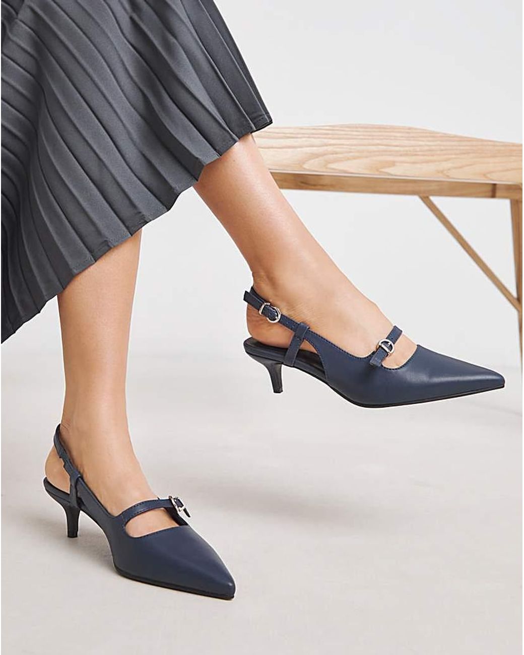 JD Williams Blue Pointed Slingback Shoes Wide