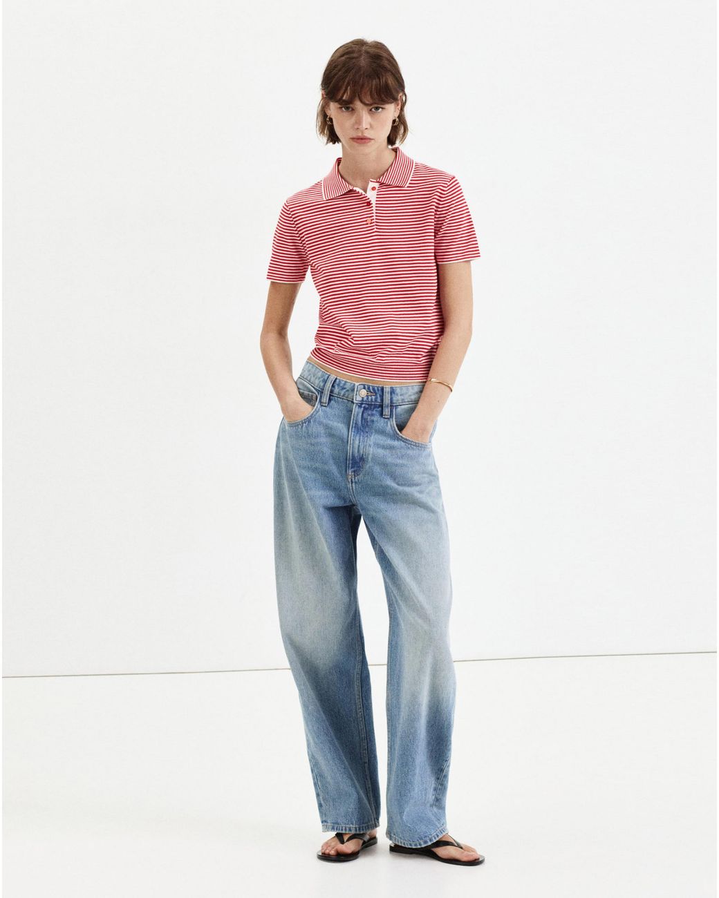 Mango Blue Knitted Polo-Neck Sweater