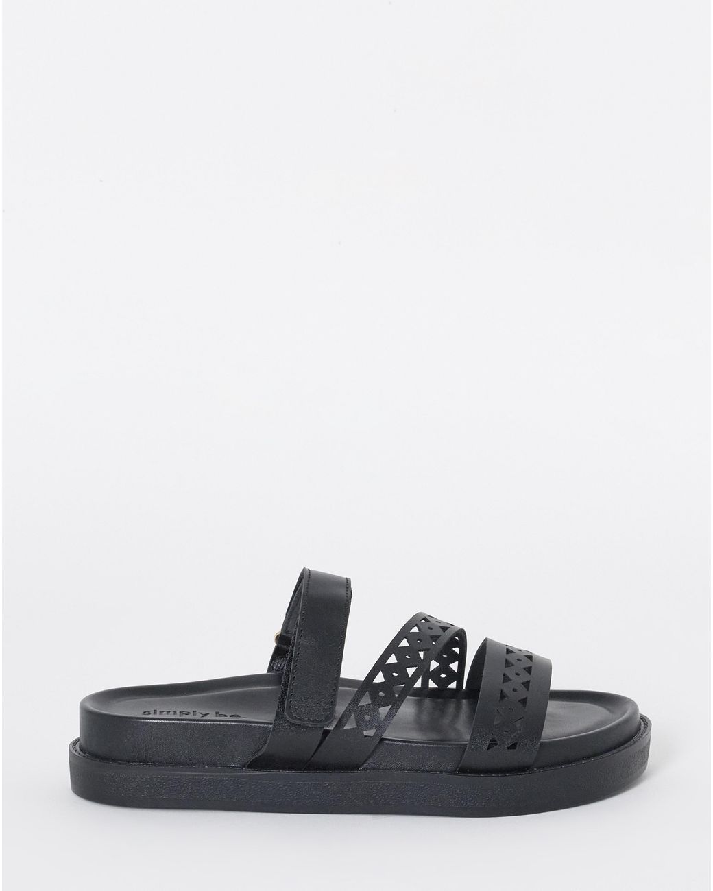 Simply Be Black Laser Cut Sandals Wide