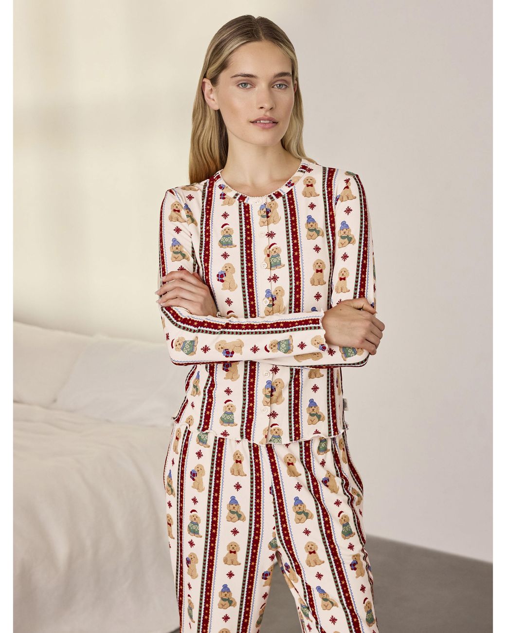 Chelsea Peers Natural Ribbed Cardigan Set