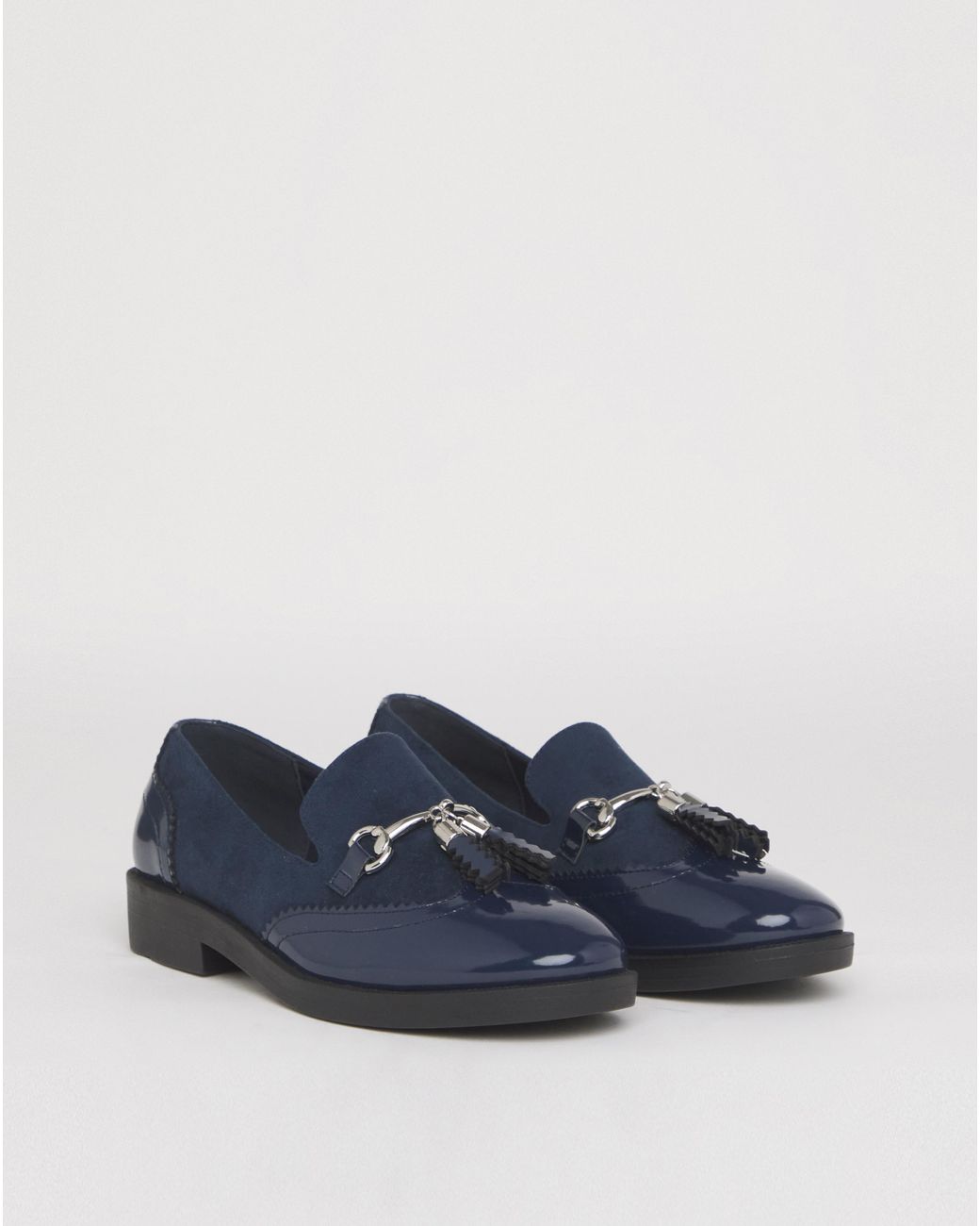 Simply Be Blue Brogue Tassle Loafer Wide