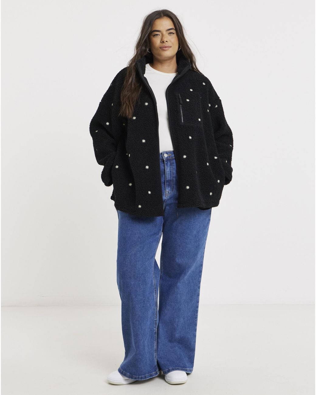 Simply Be Blue Embroidered Teddy Sweatshirt