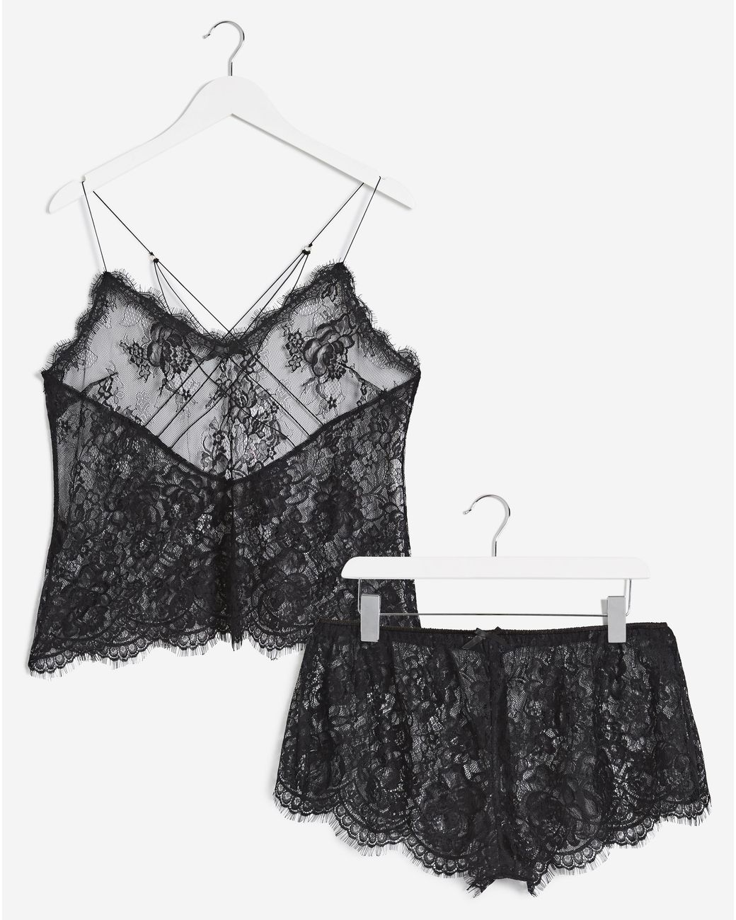 Figleaves Black Gigi Lace Cami And Short Set
