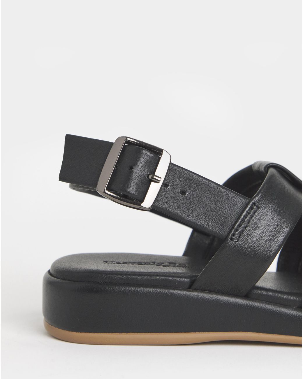 Heavenly Soles Black Tubular Fisherman Sandal Wide