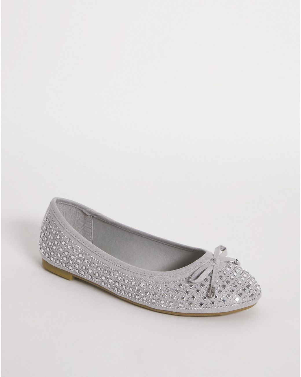 Simply Be White Embellished Ballerina Shoes Wide Fit