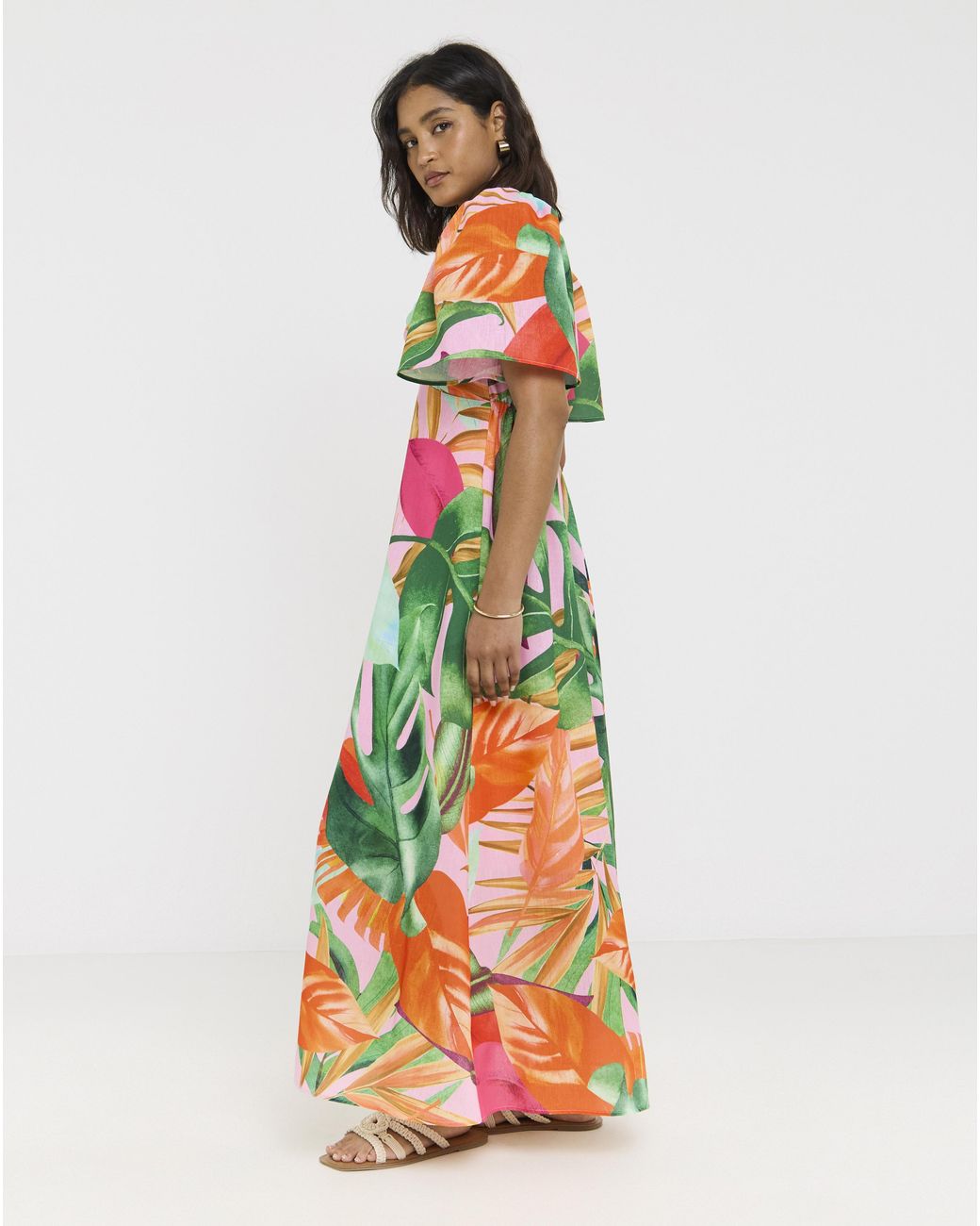 Twisted Wunder White Tropical Maxi Dress