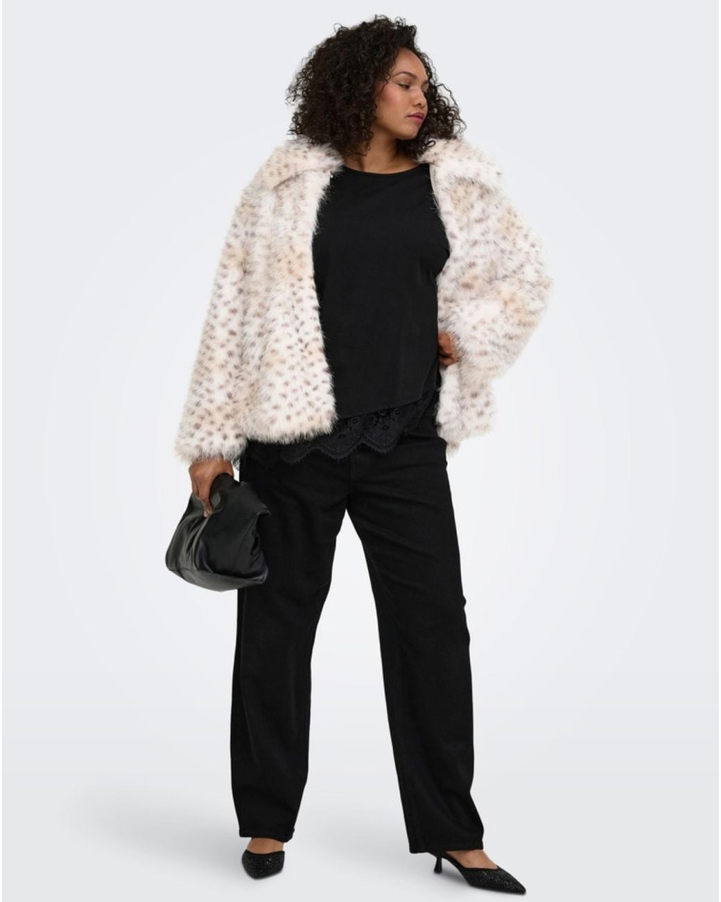 ONLY Natural Animal Print Faux Fur Jacket