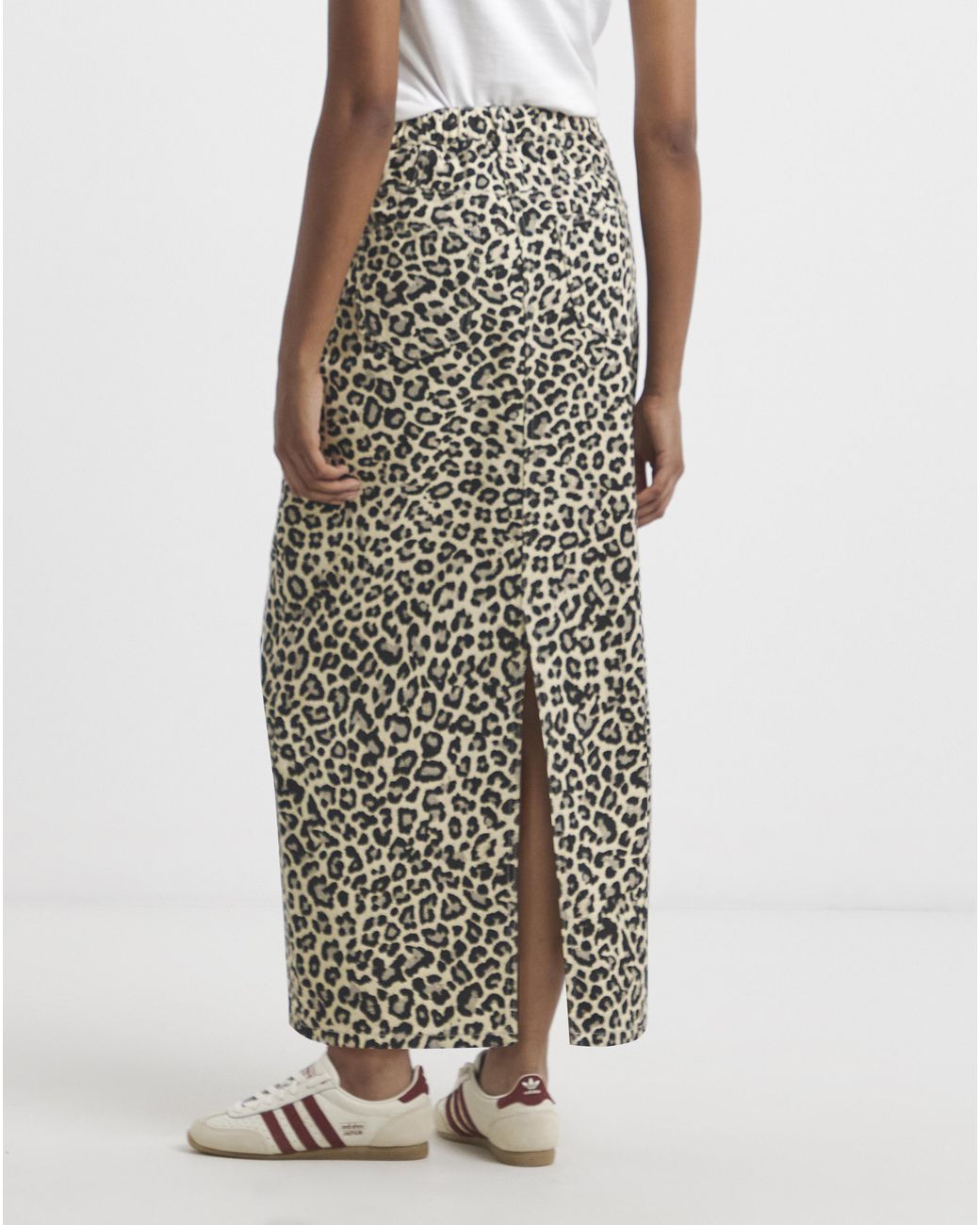 Simply Be White Sbe Print Denim Midaxi Skirt