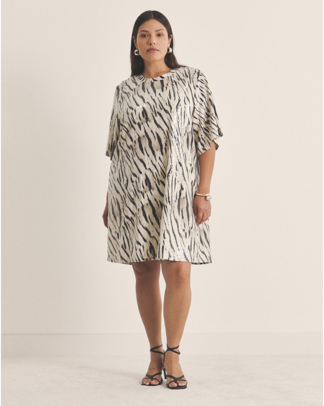 Simply Be Natural Sequin T-Shirt Dress