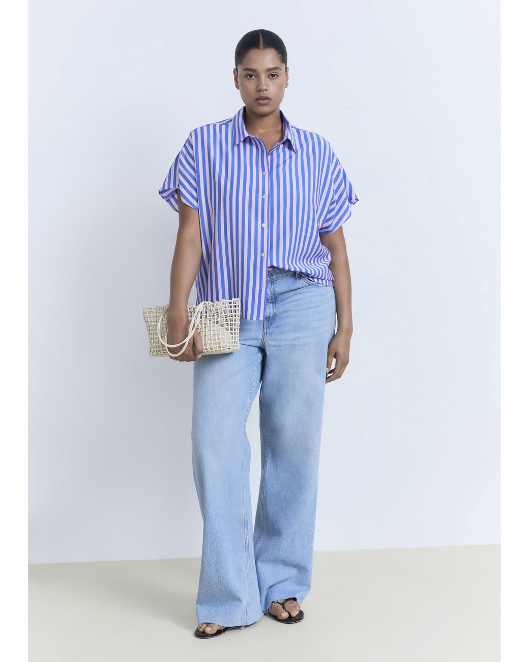 Mango Blue Striped Shirt