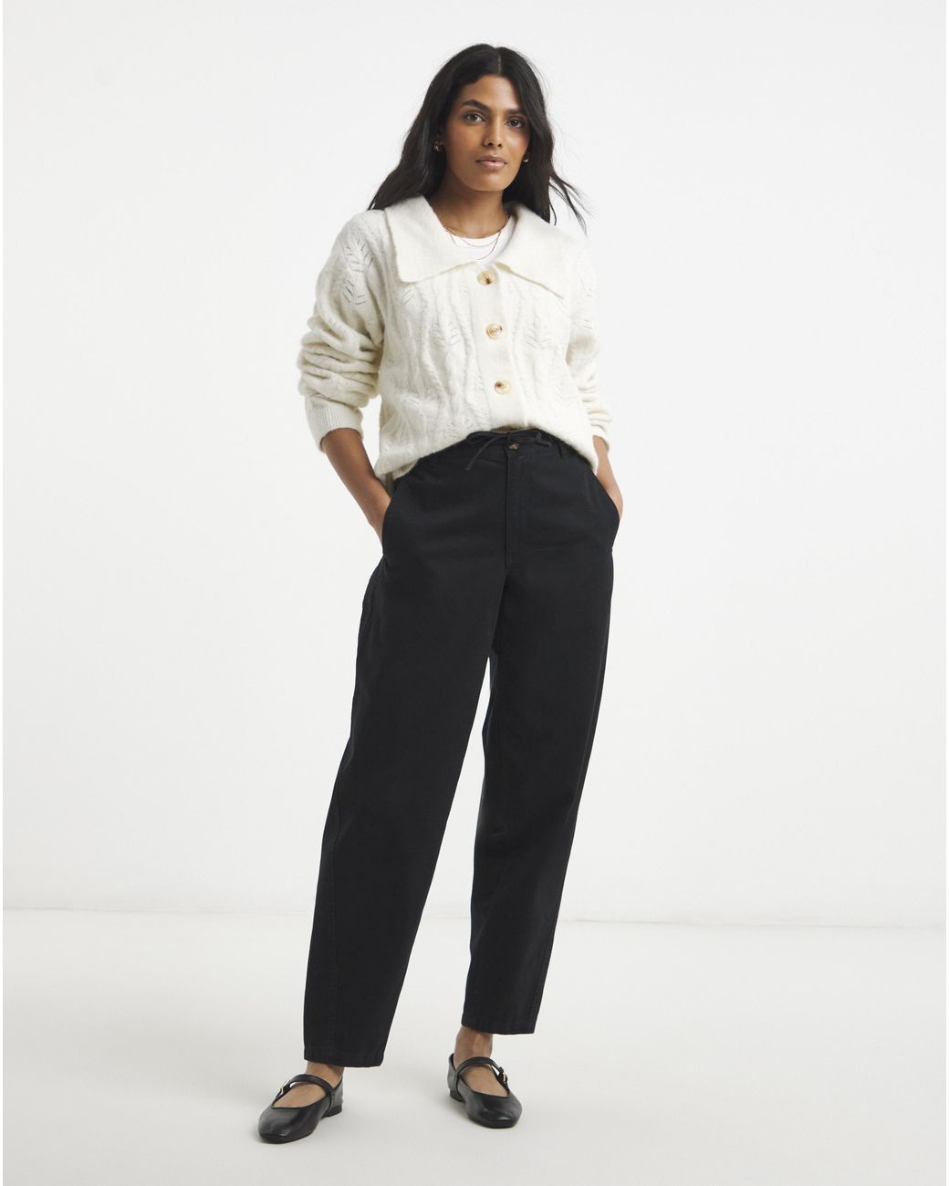 Simply Be White Adjustable Peg Leg Trouser