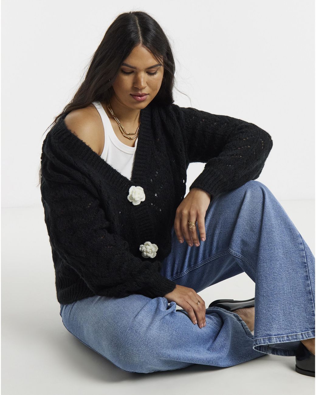 Simply Be Blue Pointelle Cardigan