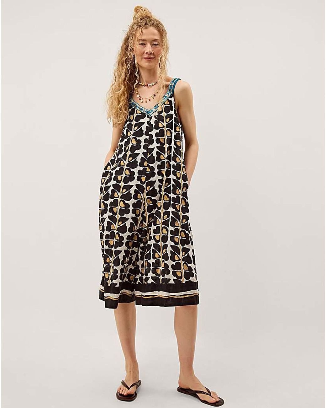 Monsoon White Leila Print Culotte Jumpsuit
