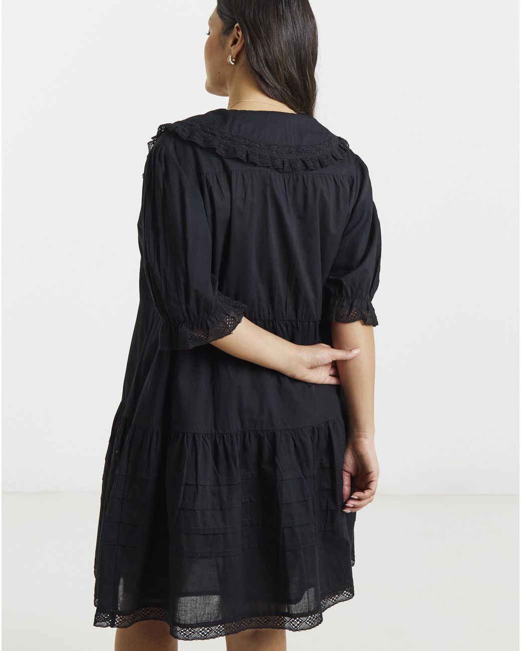 Simply Be Blue Collar Detail Smock Dress