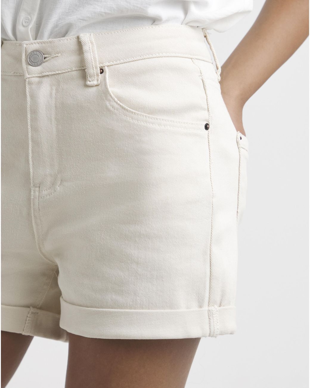 Simply Be White Roll Hem Mom Short