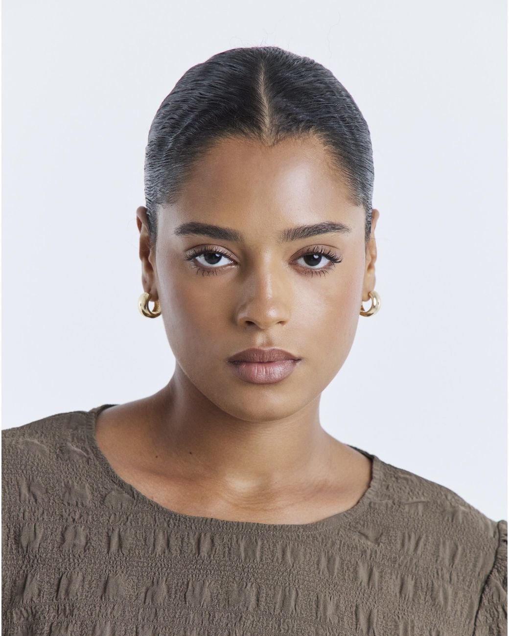Pieces Brown Penny Short Sleeve Woven Top