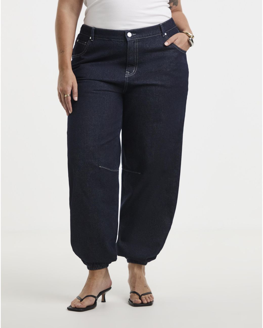 Simply Be Blue Cuffed Hem Denim Jeans