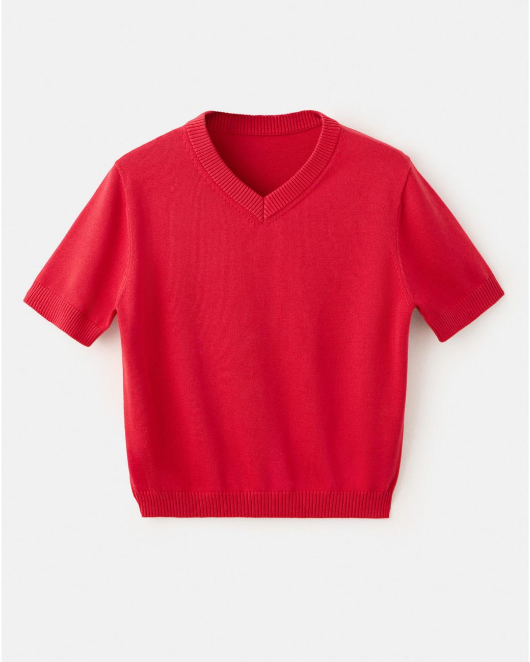 Mango Red V-Neck Knit Sweater