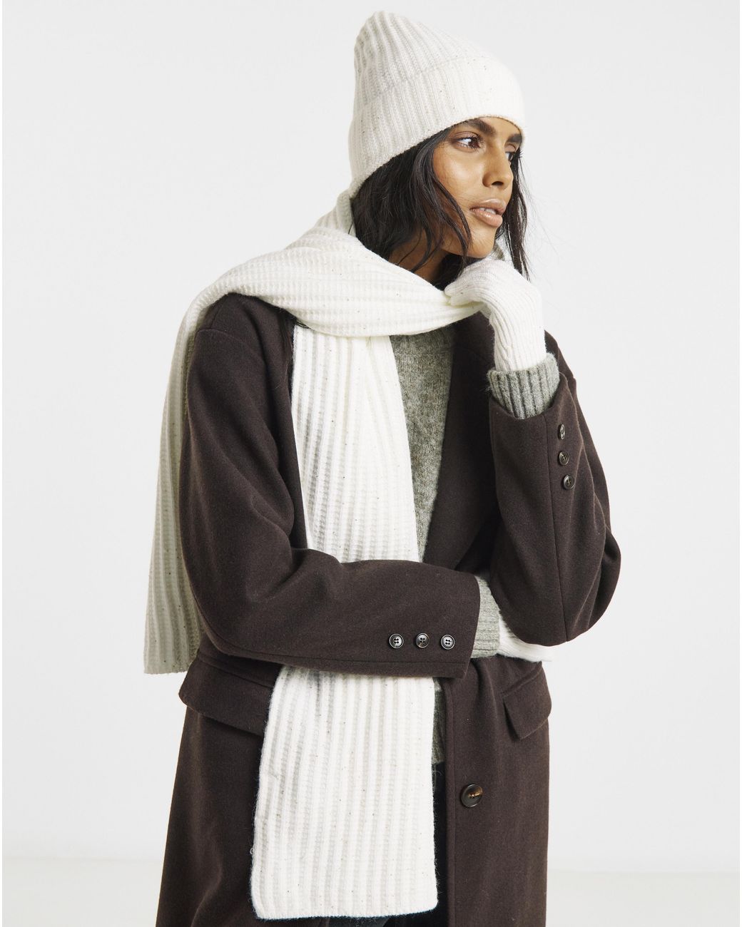 JD Williams Natural Sequin Detail Scarf, Hat & Glove Set
