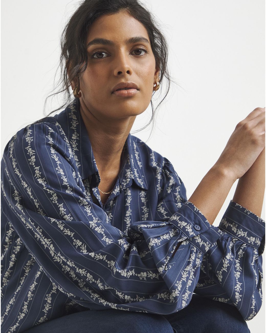Simply Be Blue Spun Viscose Shirt