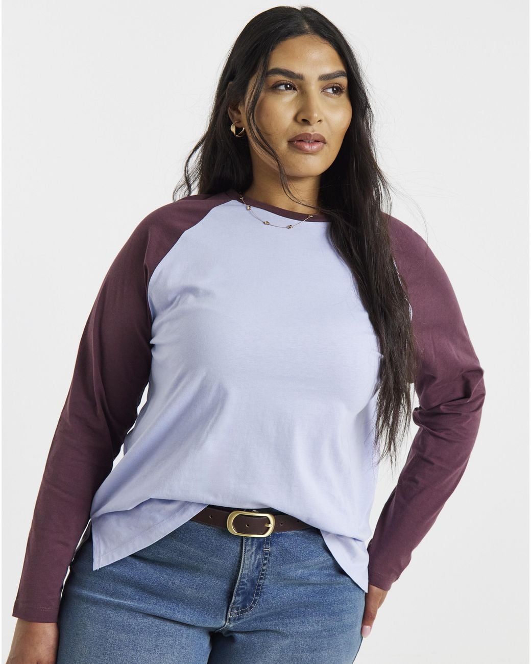 Simply Be Purple Raglan Ls T-Shirt