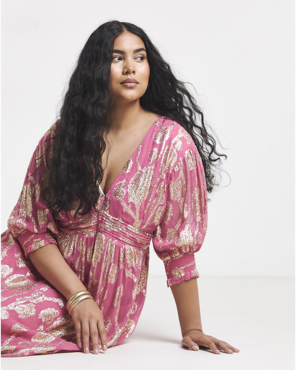 Simply Be Pink And Wrap Midi Dress