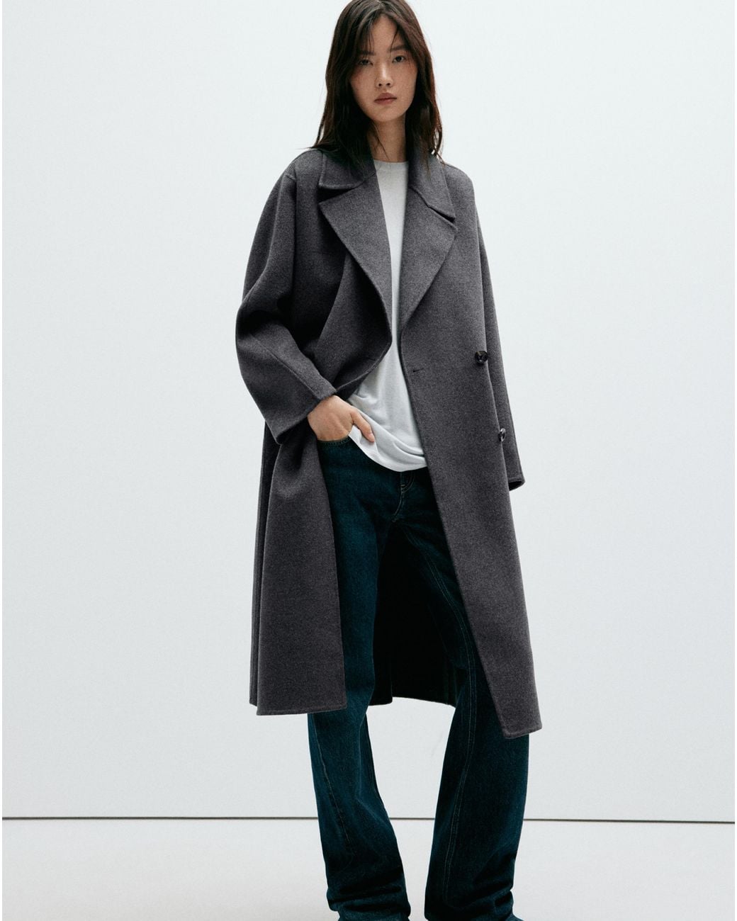 Mango White Handmade Wool Coat