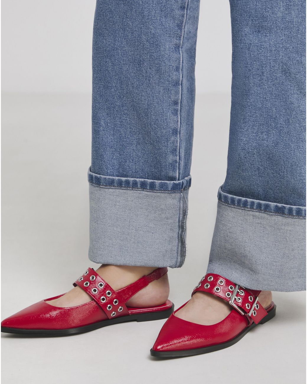 Simply Be Blue Hardware Mary Jane Slingback Shoe Exwide