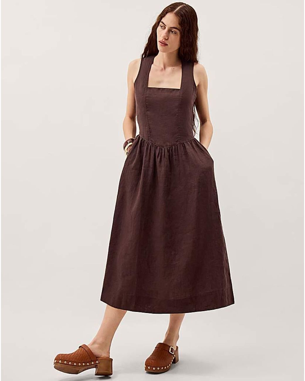 Monsoon Purple Lily Square Neck Midi Dress