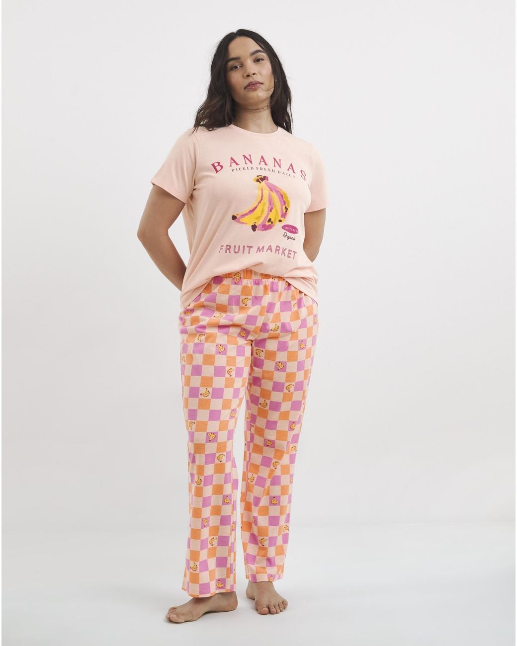 Simply Be Pink Banana Pj Set