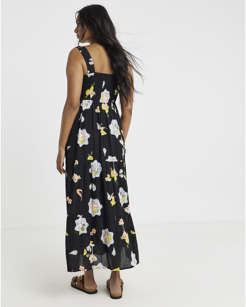 Simply Be White Crinkle Maxi Dress With Shirred Detail