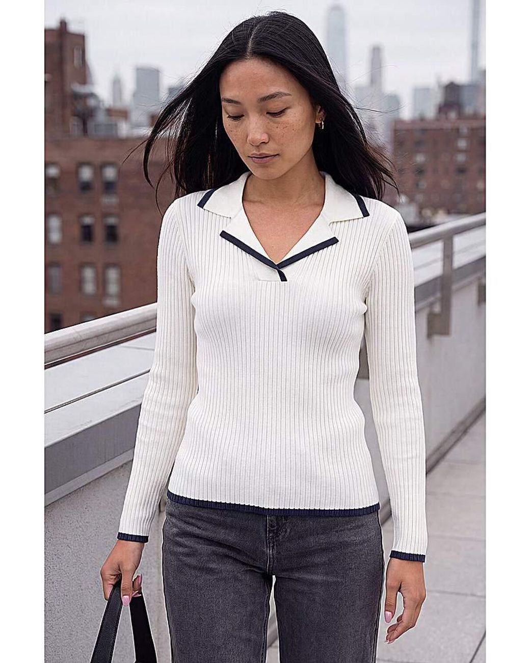 Roman Gray Roman Tipping Rib Henley