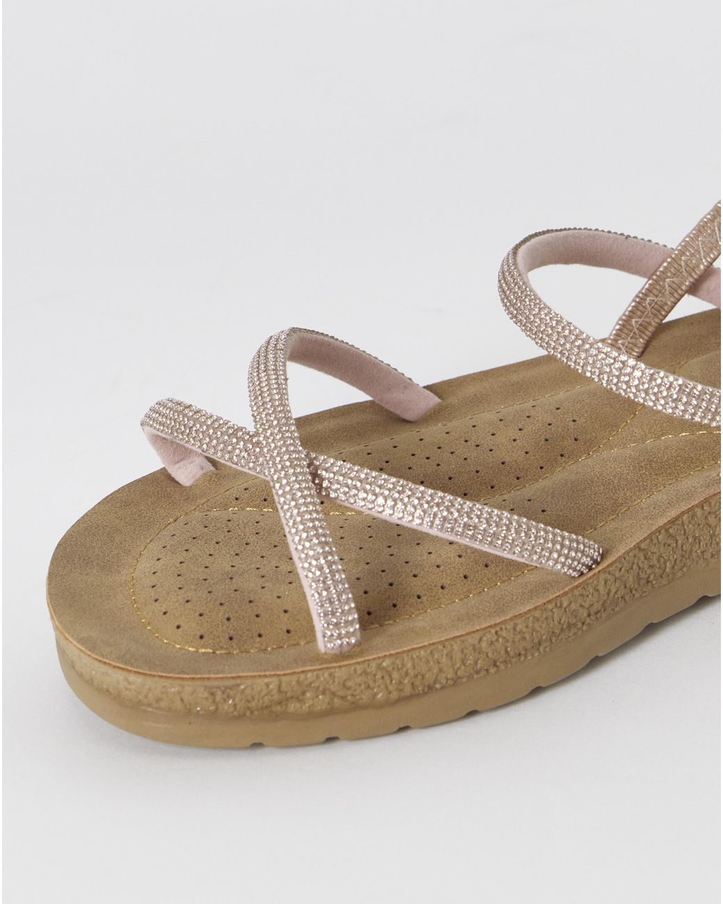 Simply Be Natural Sparkly Comfort Sandals Extra Wide