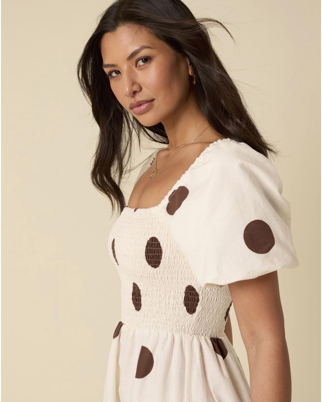 Nobody's Child Natural Tasmin Spot Midi Dress
