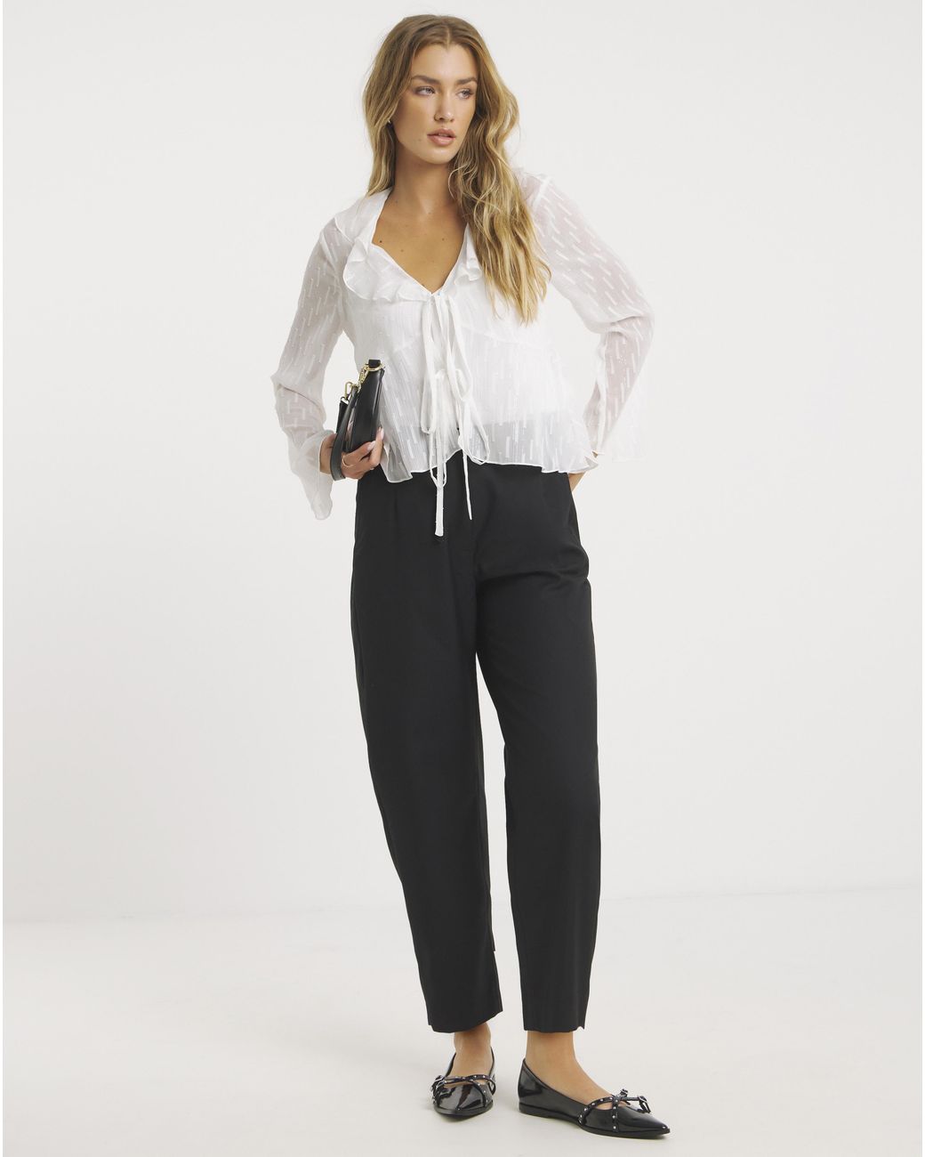 Simply Be Black Tailored Barrel Leg Trouser