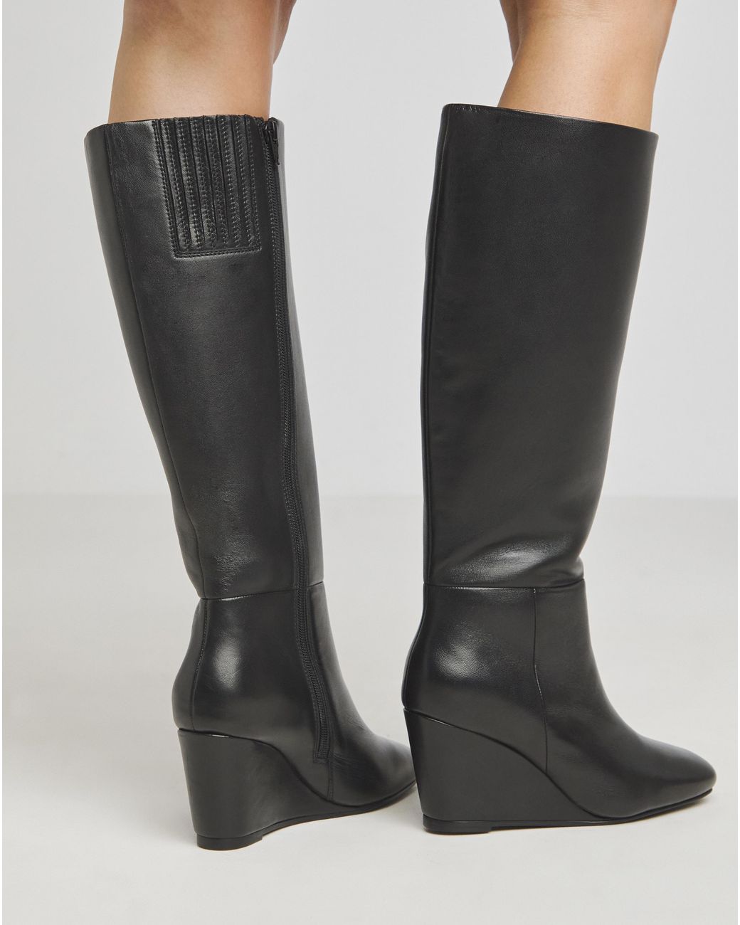 Simply Be White Wedge Leather Boots Wide Fit